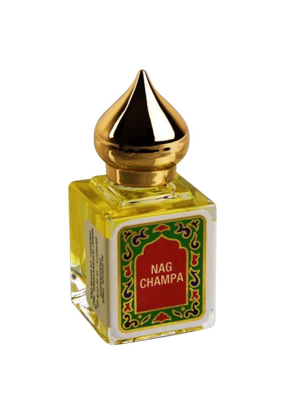 Nag Champa Perfume Oil Bottle with Gold Cap - Yellow NEMAT INTERNATIONAL